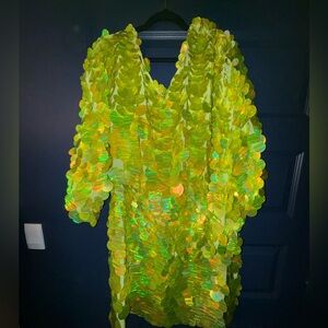 Neon Lime Sequin Shift Dress